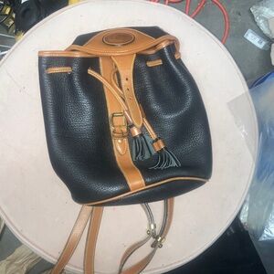 Dooney & Bourke Black and Tan Leather Backpack Bag
